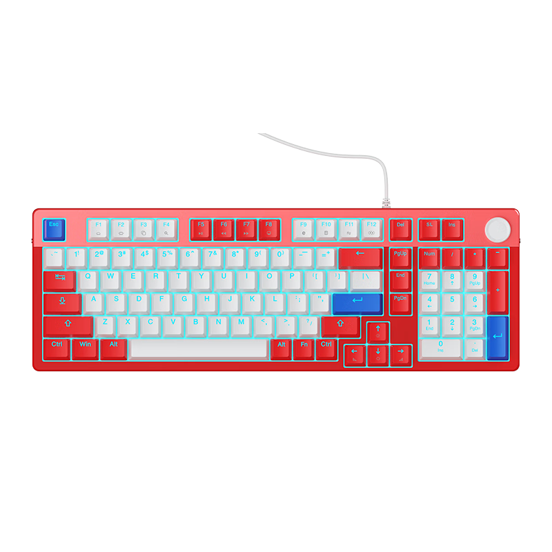 DAREU EK815pro Mechanical Keyboard Gaming Keyboard 98-Key Layout, Multimedia Knob Full Anti-Ghosting Backlit Colorful Keyboard, Chasing The Wind And Breaking Through Waves