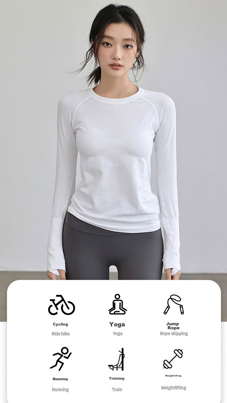 Ziyouxi Yoga Wear, Women's Slim-Fit Sports Top, Nude-Feel Quick-Dry T-Shirt, Pilates Running Fitness Training Long Sleeve 1