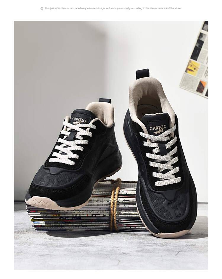 CARTELO Men's New Shoes for Summer And Autumn, Versatile Casual Sports Running Travel Hiking Retro Soft Thick-Soled Dad Shoes 25