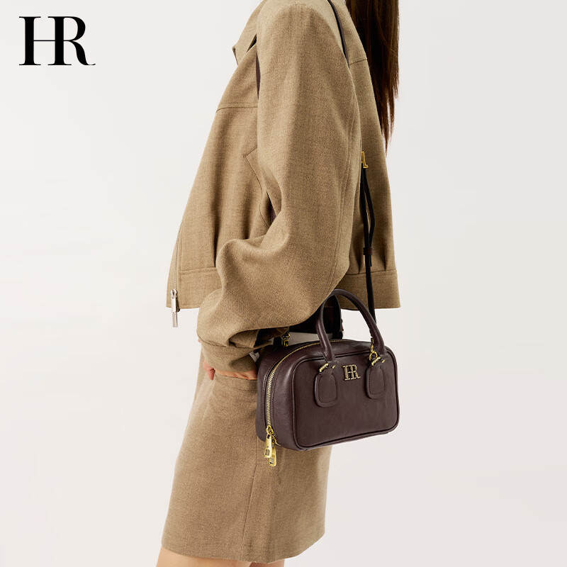 HR Women's Handbag, Shoulder Crossbody Bag, Ladies' Tote Bag, Vegetable-Tanned Cowhide Boston Bag, Handheld Bag, Birthday Gift for Wome