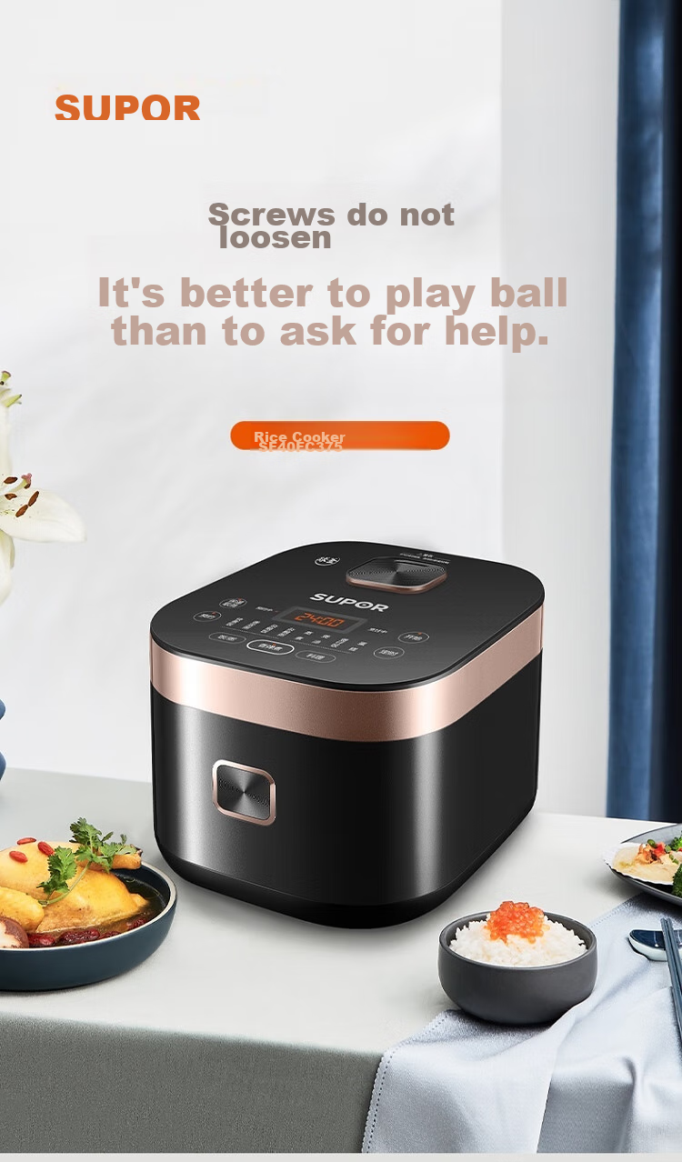 SUPOR ZMD Anxin Series, Touch Control Panel, 9 Functions, Removable Inner Cover, 24-Hour Reservation, Micro-Pressure, Ball Pot Inner Tank, 4L Rice Cooker SF40FC375 1