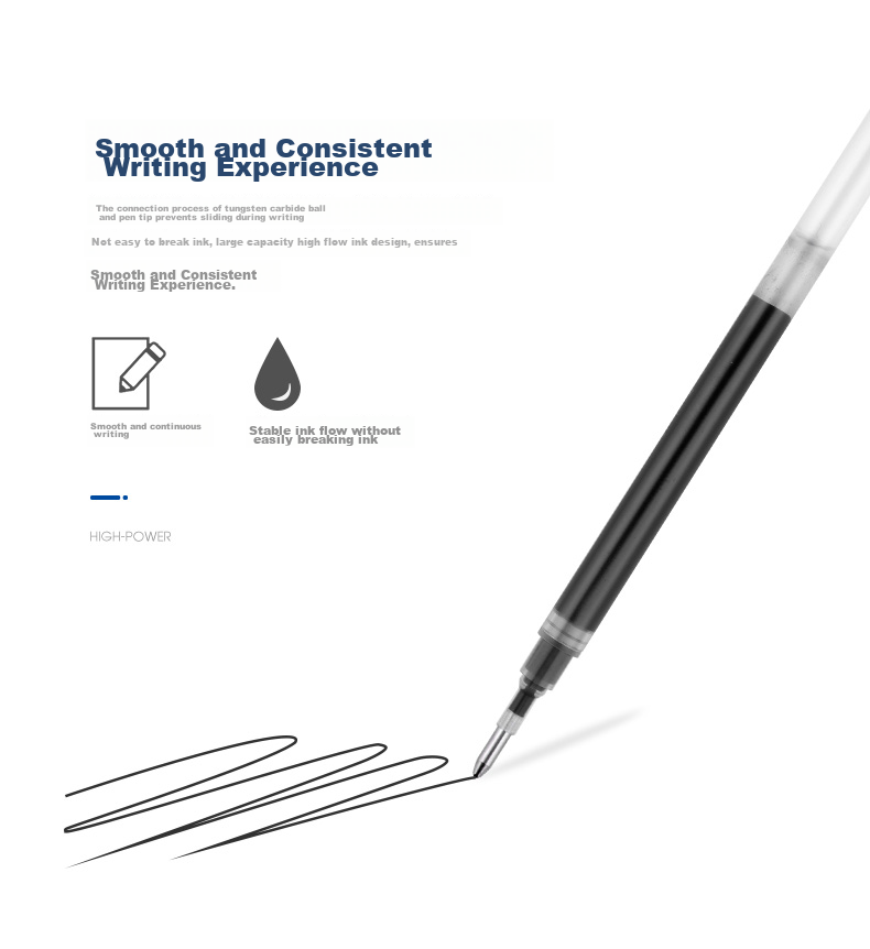 BAOKE PS1800, 0.7mm Large Capacity Gel Pen Refills, Ink Pen Refills for Signature Pens, Bullet Tip, Black, 12 Pieces/box 5