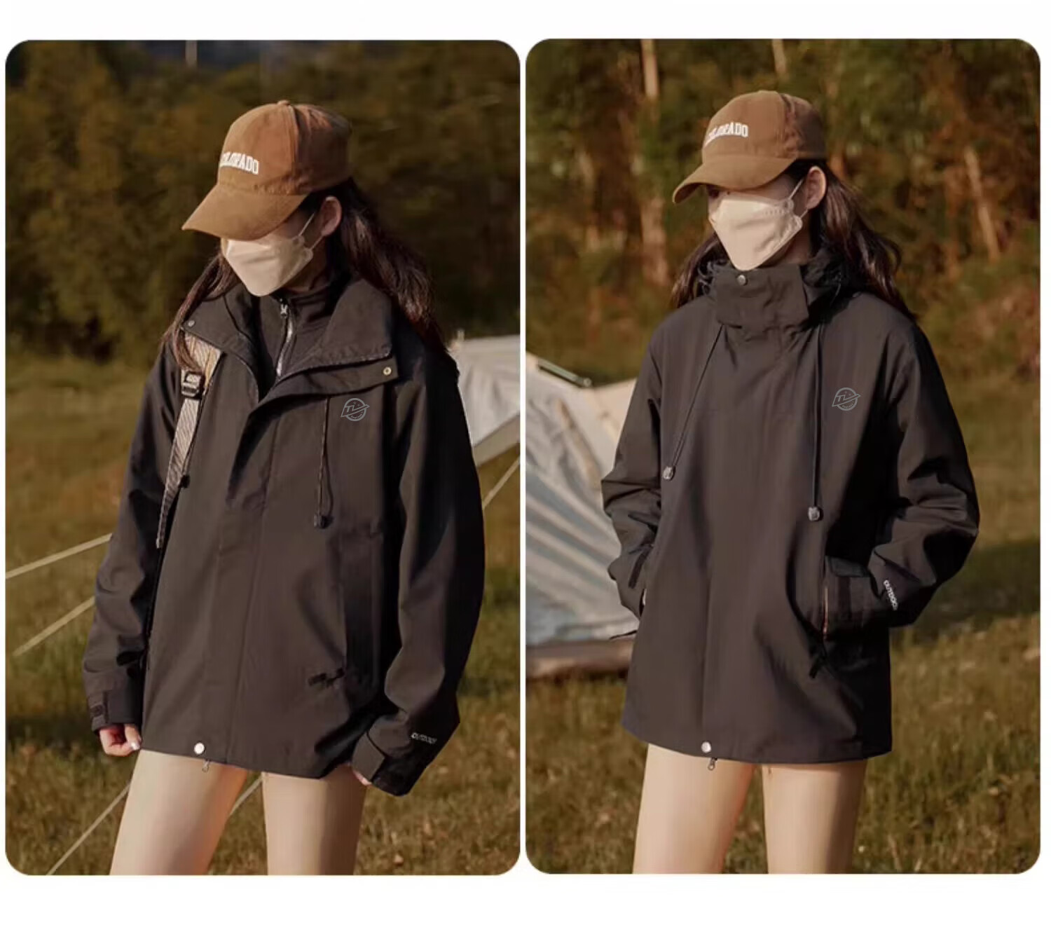 Huili Outdoor Jacket for Men And Women, Three-In Coat with Fleece Inner Layer, Windproof And Warm, Detachable Mountaineering Jacket for Me 22