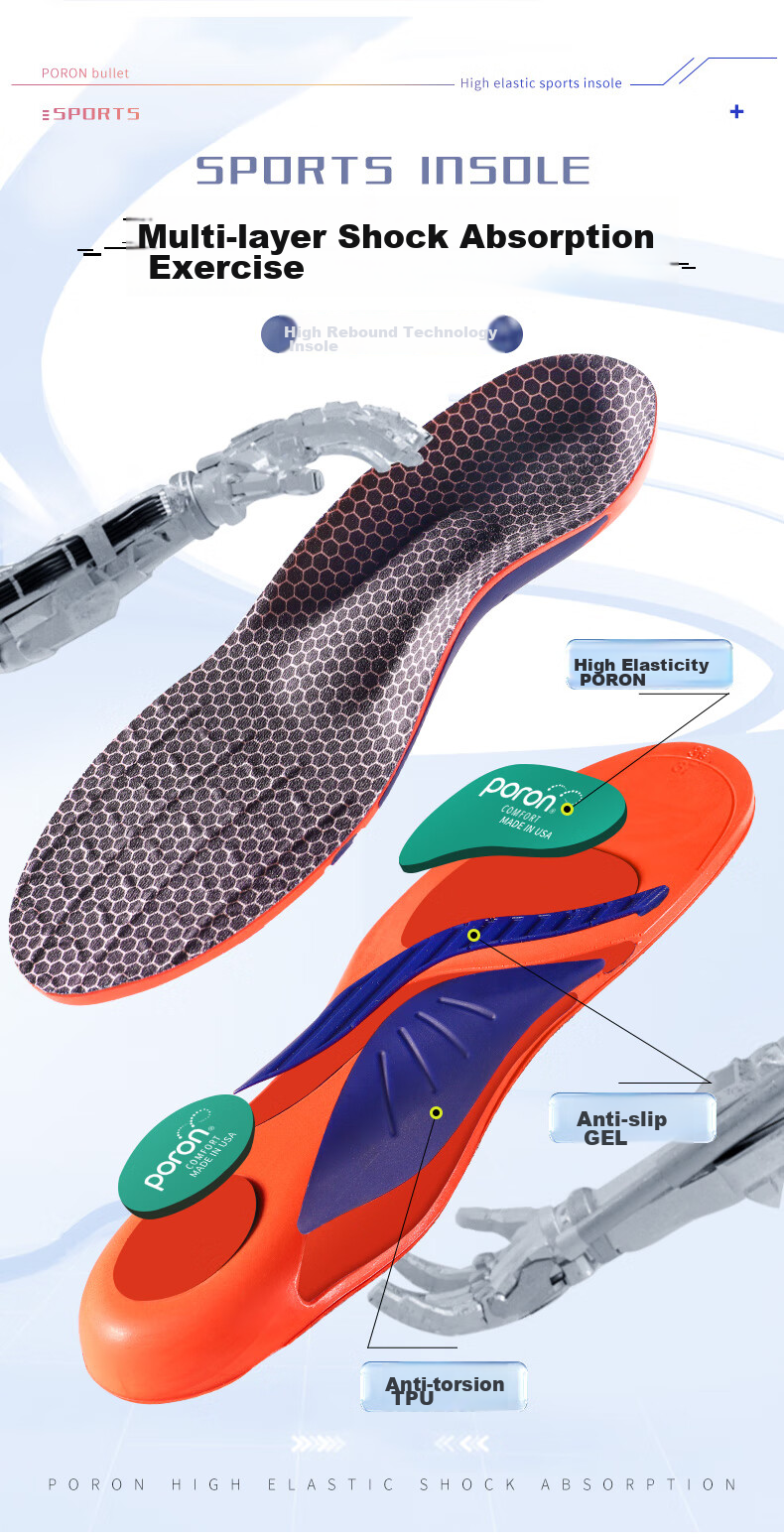 Maigaole Full Arch Support Flat Comfortable Casual Soft Cushioning Anti-Twist Insoles, Black And Orange, Size 43-44 3