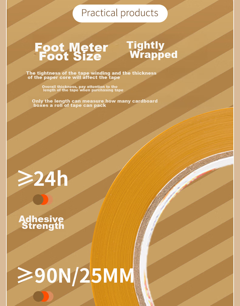 Deli High-Quality Beige Packing Tape, Wide Adhesive Tape, 48mm*100y*50μm (91.4m/roll), 6 Rolls Per Pack, Office Supplies, 30239 8