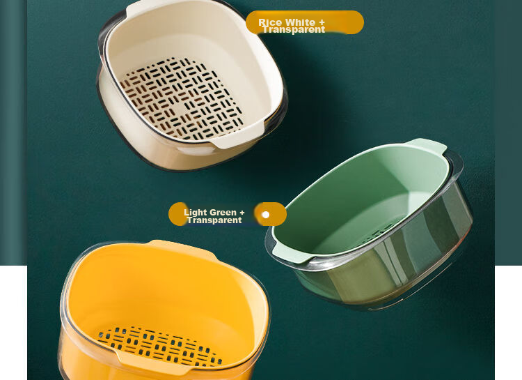 Suncha Double-Layer Colander Set, Kitchen Plastic Fruit Drainer, Vegetable Washing Basket, 6-Piece Set for Home Use 13