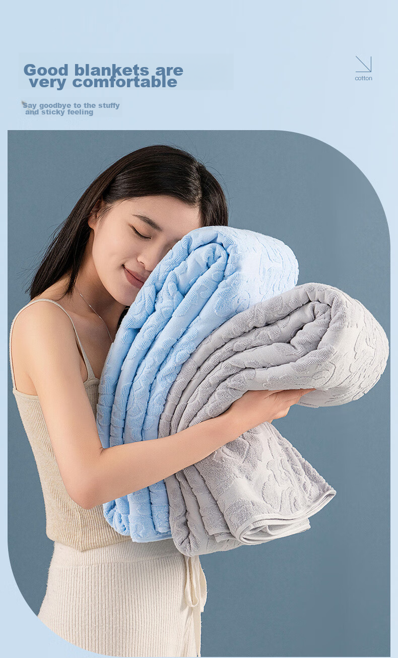 Hengyuanxiang Towel Blanket, Pure Cotton Thin Style, Retro Nostalgic Throw, Summer Double-Size Office Nap Blanket, Air Conditioning Summer Small Quilt 12