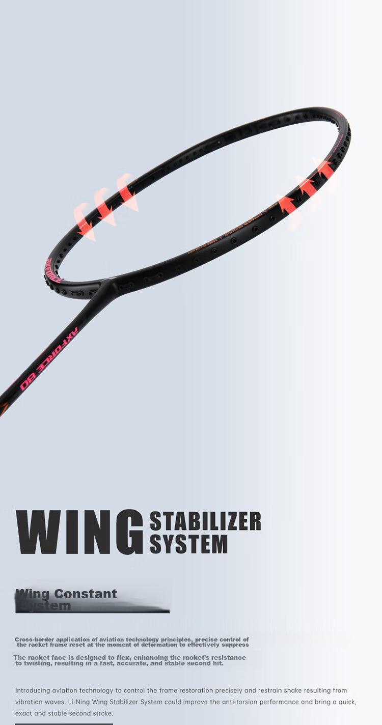 Li-Ning Badminton Racket, Leiting 80 Full Carbon, Chen Long's Battle Racket, Offensive Type, Black And Gold Color Scheme, High-End Racket, 3U Unstrung Racket 9