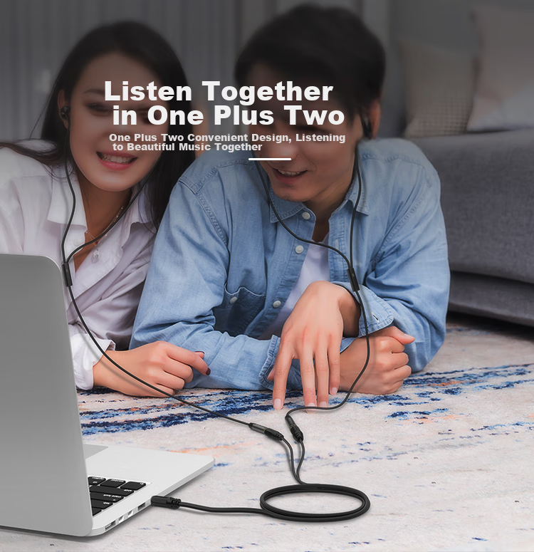 CHOOSEAL (CHOSEAL) 3.5mm Audio Cable, Couples Headphone Cable, AUX Stereo Splitter, Mobile Phone Audio Adapter Connection Cable, 0.2 Meters, QS3014T0D2 6