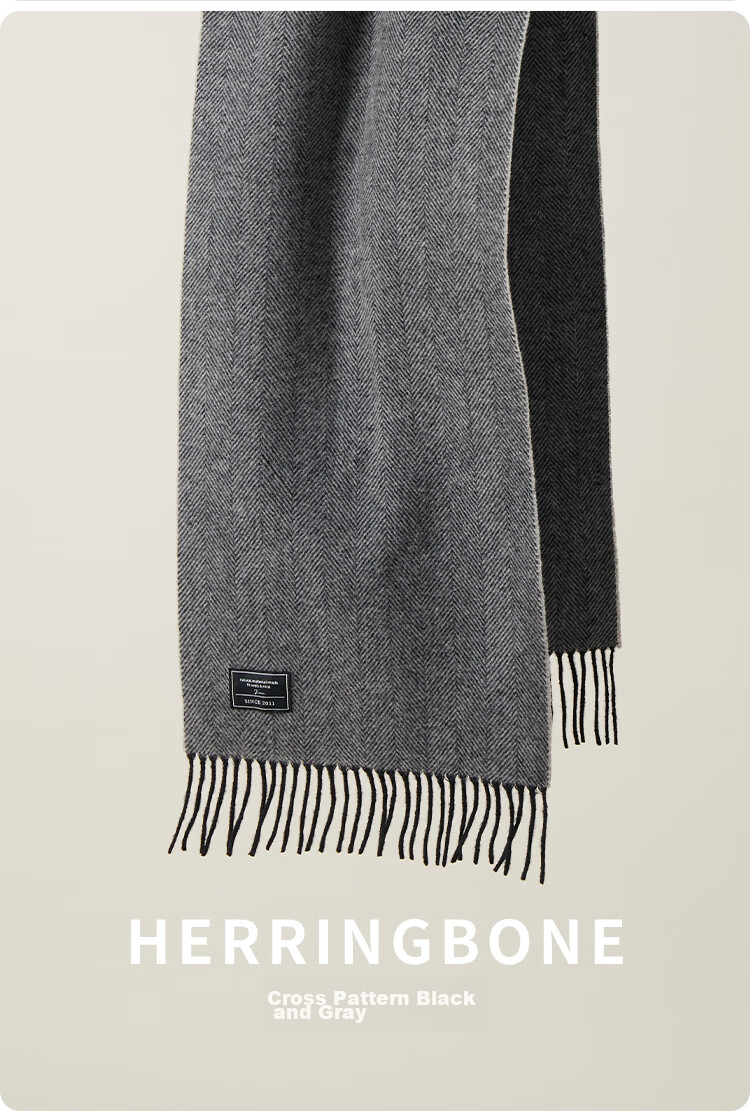 JIUMU Pure Wool Scarf for Men, Autumn And Winter Warm Neck Warmer, Gift for Men, Fathers, Mid-Autumn Festival, Birthday Present, Gift Box Packaging 16