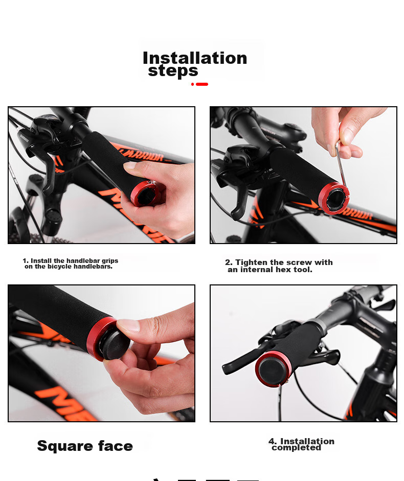 BIKEBROS Bicycle Handlebar Cover, Mountain Bike Foam Shock-Absorbing Handlebar Cover, Cycling Equipment Handlebar Cover, Foam Handlebar Cover, Black And Red Color 9
