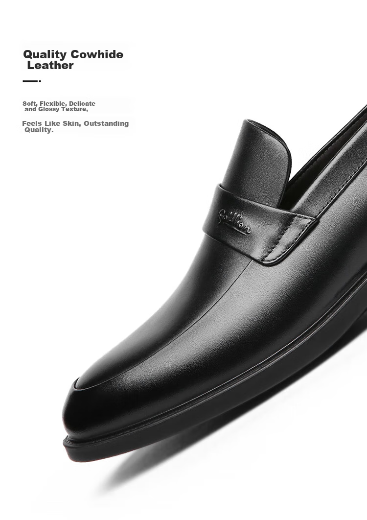 Goldlion Men's Shoes, Business Casual Formal Shoes, Autumn Comfortable Lightweight Fashion Leather Shoes, 50383013701A-Black Size 39 5