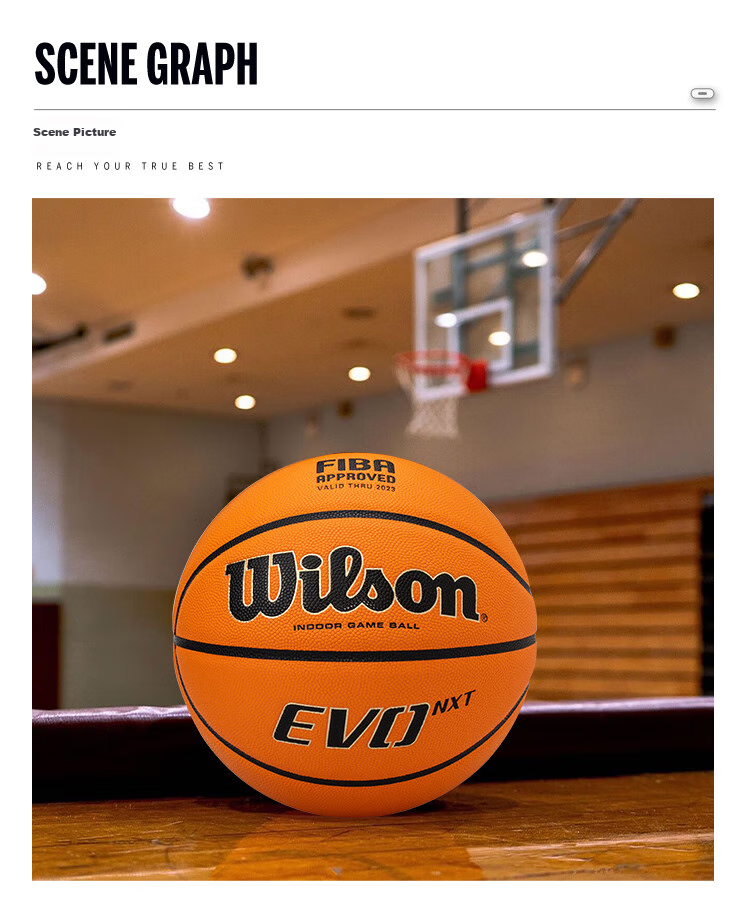 Wilson EVO NXT Series No. 7 Basketball, FIBA Official Certified Indoor Competition Ball, Microfiber PU Leather Adult Basketball 5
