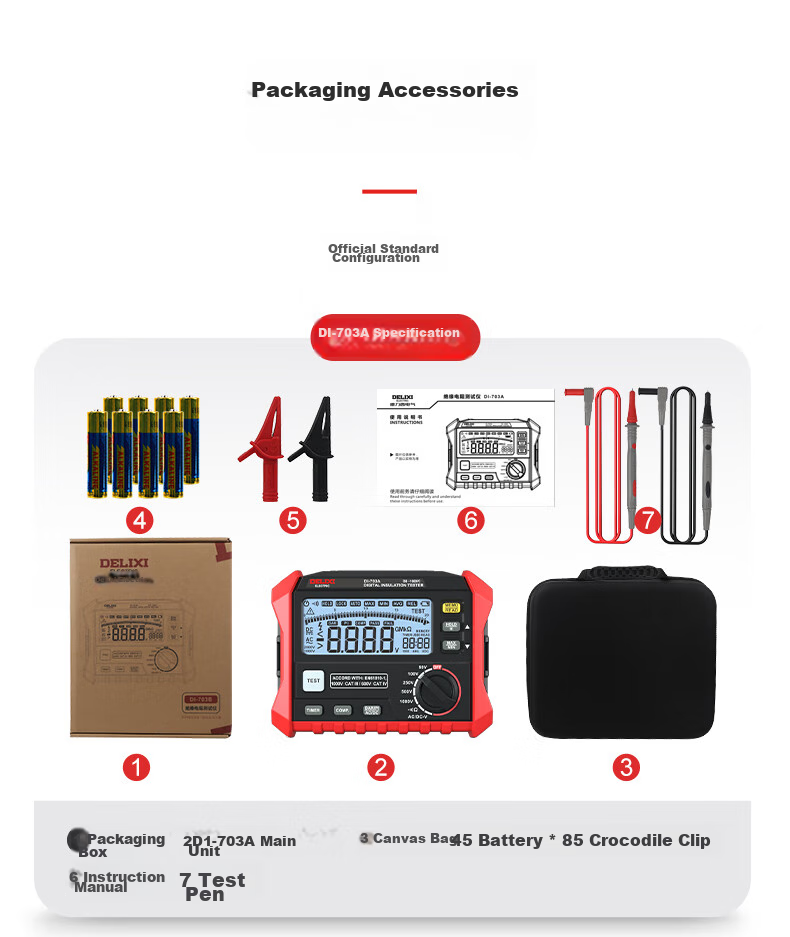 DELIXI ELECTRIC Digital Insulation Resistance Tester, Digital Megohmmeter, Electrical Insulation Meter, 703B 22