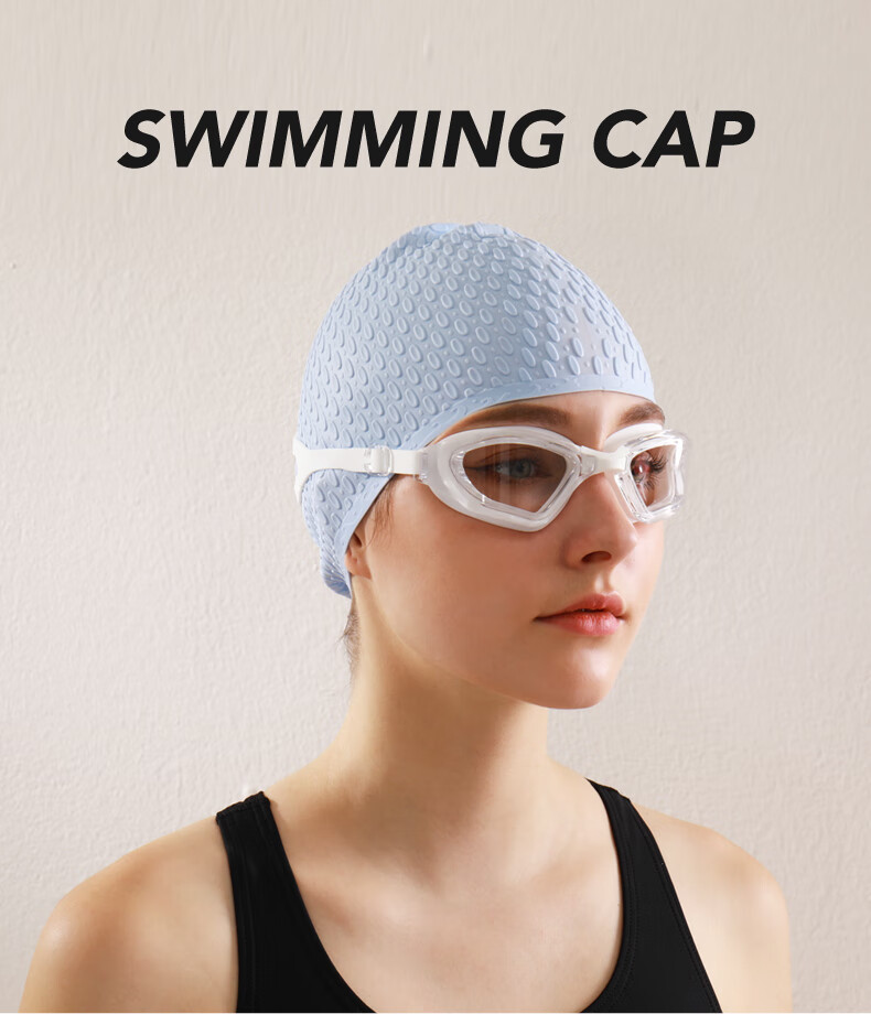 MIZUNO Swimming Cap for Women with Long Hair, Large Anti-Slip Water Drop Cap for Men, Waterproof Ear Protection Non-Binding Silicone Cap 1S53 White 12