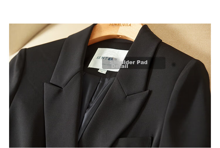 Sentubila Formal Professional Suit Set for Women, Spring And Autumn Elegant Blazer Jacket with Cropped Pants Two-Piece Set, Black, Size S 29