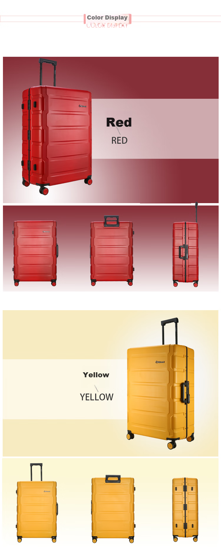Diplomat Aluminum Frame Trolley Suitcase, Travel Luggage, 20-Inch, Password Lock, for Men And Women, TC-26022, Yellow 3