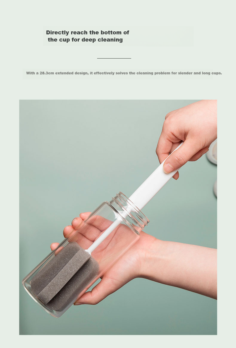 CHAHUA Cup Brush, Bottle Brush, 2-Pack Long Handle Brush, Cup Cleaning Tool, Sponge Brush, Water Bottle Cleaning Brush 4