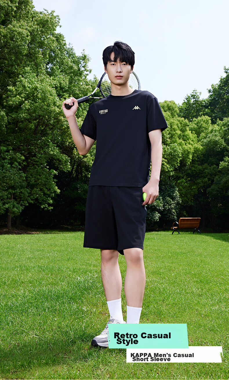 Kappa Back-to-Back Sports Men's T-Shirt Short Sleeve 2026 New Pure Cotton Summer Running Top Women's K0D32TD21V 2