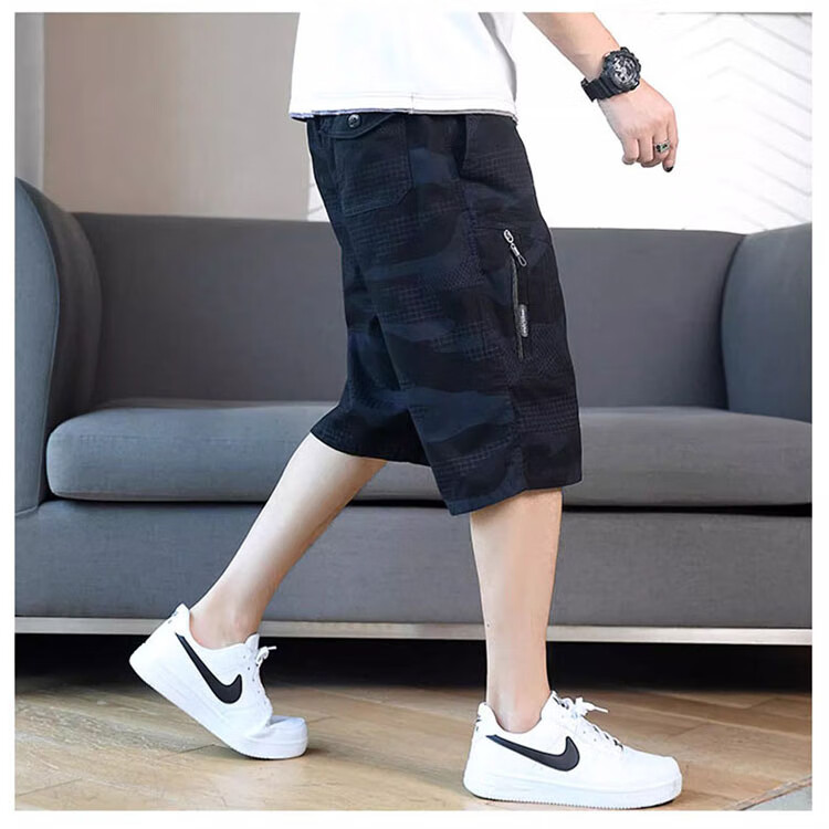 JEEP SPIRIT Men's Workwear Shorts Summer Loose Casual Pants Straight Leg Cotton Cropped Camouflage Light Gray 5XL 9