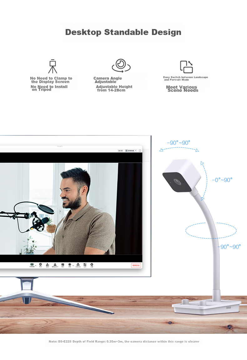 HIKVISION Computer Webcam, 1080P HD USB Plug-And with Microphone, Camera for Online Classes, Home Use, Live Streaming, Video Conferencing E12 2