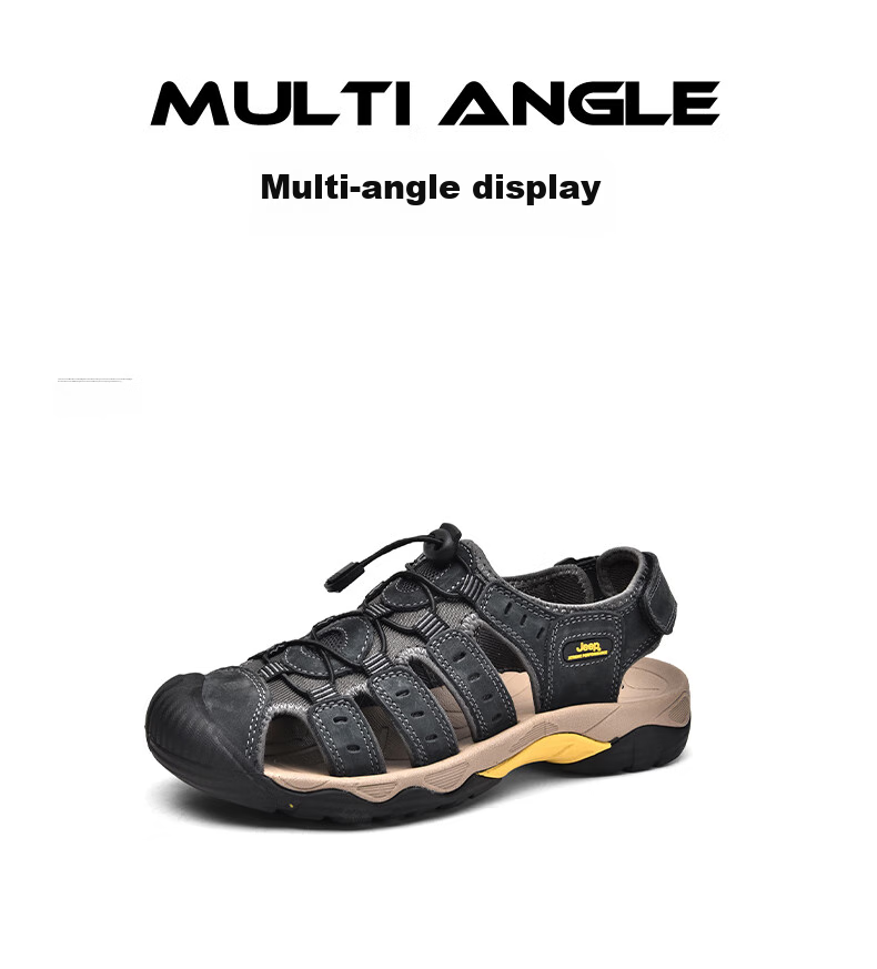 Jeep Men's Outdoor Breathable Beach Sandals, Closed-Toe Water Shoes with Holes, Non-Slip Hiking Casual River Tracing Shoes 17