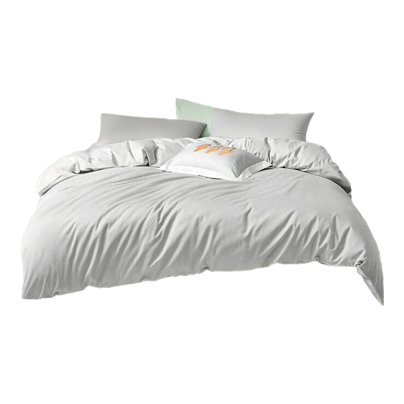 LUOLAI Home Textiles, 60-Count 100% Pure Cotton Duvet Cover, Single Piece, Gray, 220*250