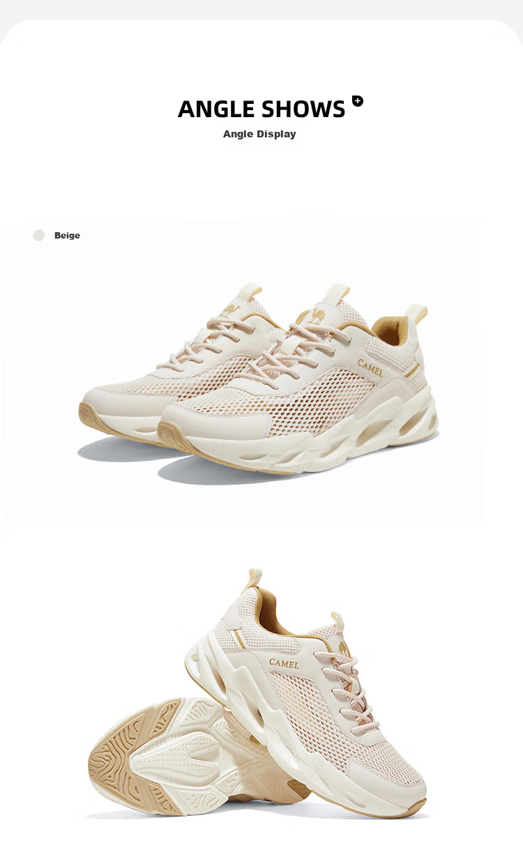 CAMEL Outdoor Breathable Casual Shoes for Men And Women, Non-Slip Sports Running Shoes with Hollow Design F13M303020 13