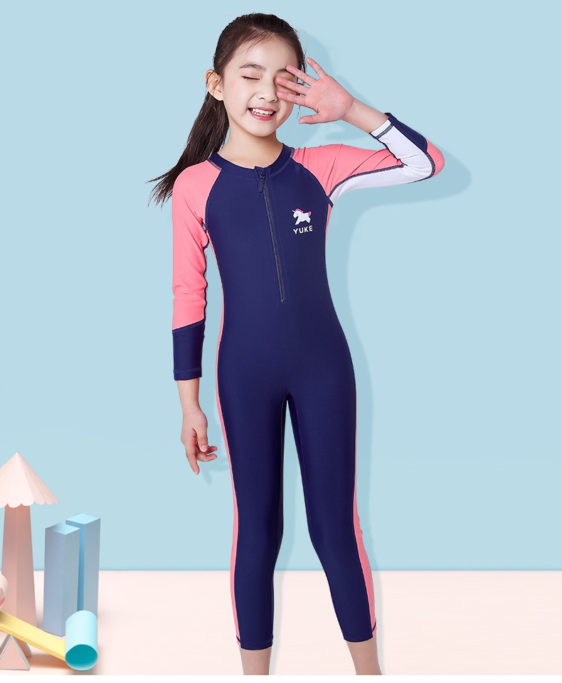 Yuke Children's Swimsuit, One-Piece Dress Style for Older Girls, Swimwear Set (Including Swimming Cap, Storage Bag, And Compressed Towel) 11