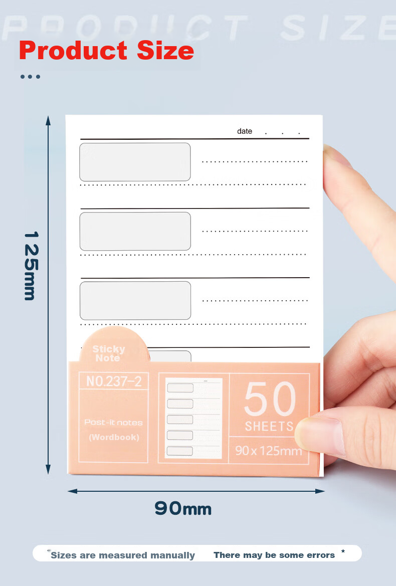DiLe Ins Sticky Notes, Blank Message Pad for Students, Lined Grid Notebook, Tear-Off, Office Mini Notebook, 60 Sheets/Book, 3 Books Per Pack, A9 Zhuangyuanlan Series 11