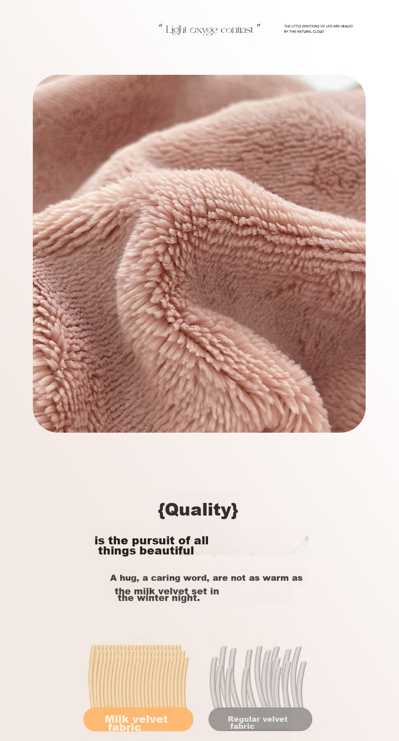 Grace Milk Velvet Three-Piece Set, Flannel Student Dormitory Single Duvet Cover 150*200cm - Cocoa Pink + Fragrant Jade 4