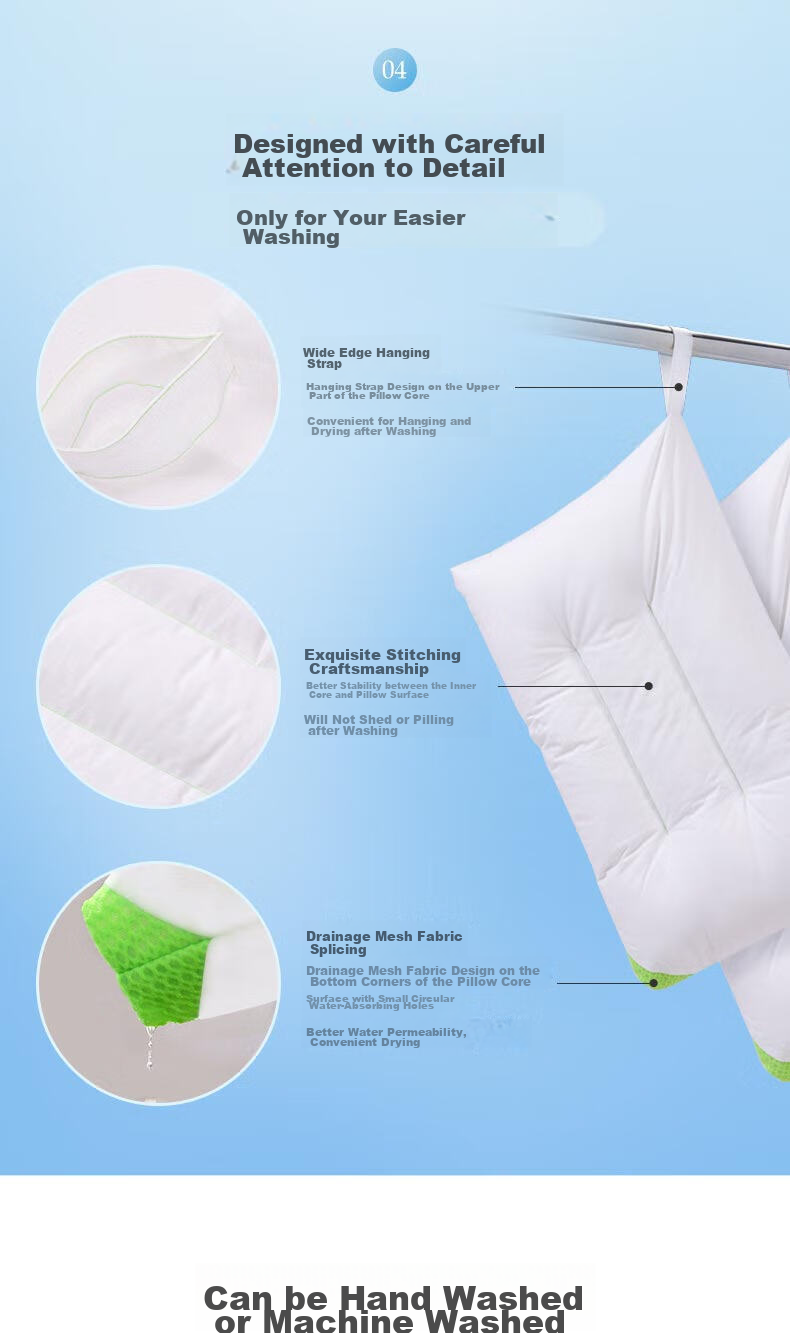 FUANNA Pillow Core for Students, Washable Cotton Pillow Cover, Student Style, 60*38cm 7