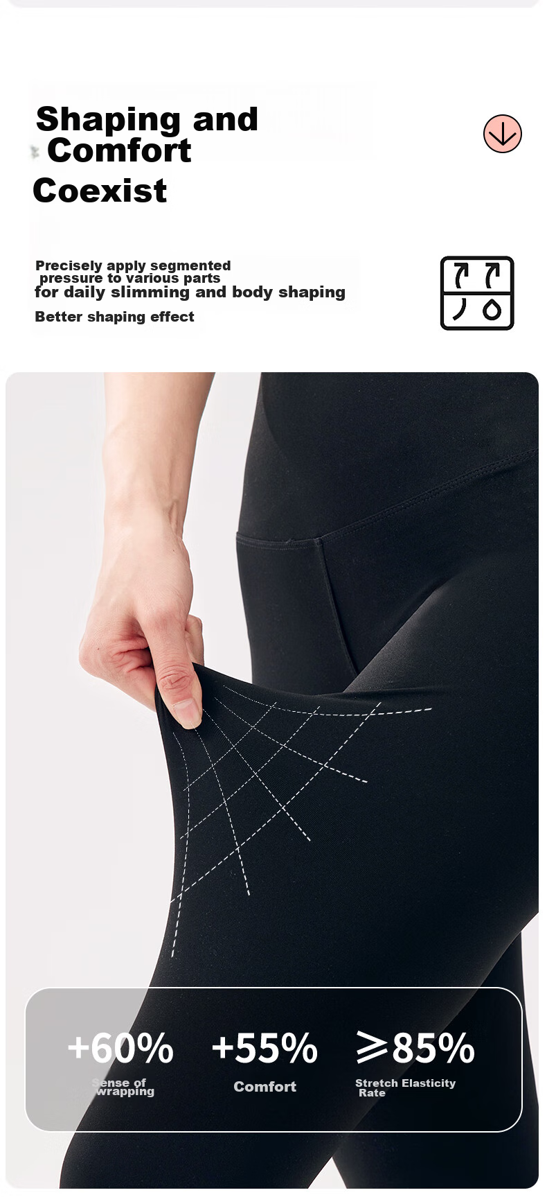 FitonTon Shark Leggings for Women, Autumn And Winter, Butt-Lifting And Tummy Control, High-Waisted, Slightly Compression, Butt-Lifting Band, Tight-Fitting Yoga Pants, Gray, L 9