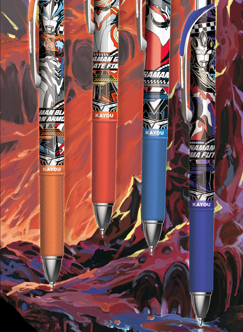 Kayou Ultraman Gel Pen Blind Box, 1 Piece, Light Version Retractable Gel Pen 0.5mm Needle Black Ink Official Authentic Student Stationery Birthday Gift 12