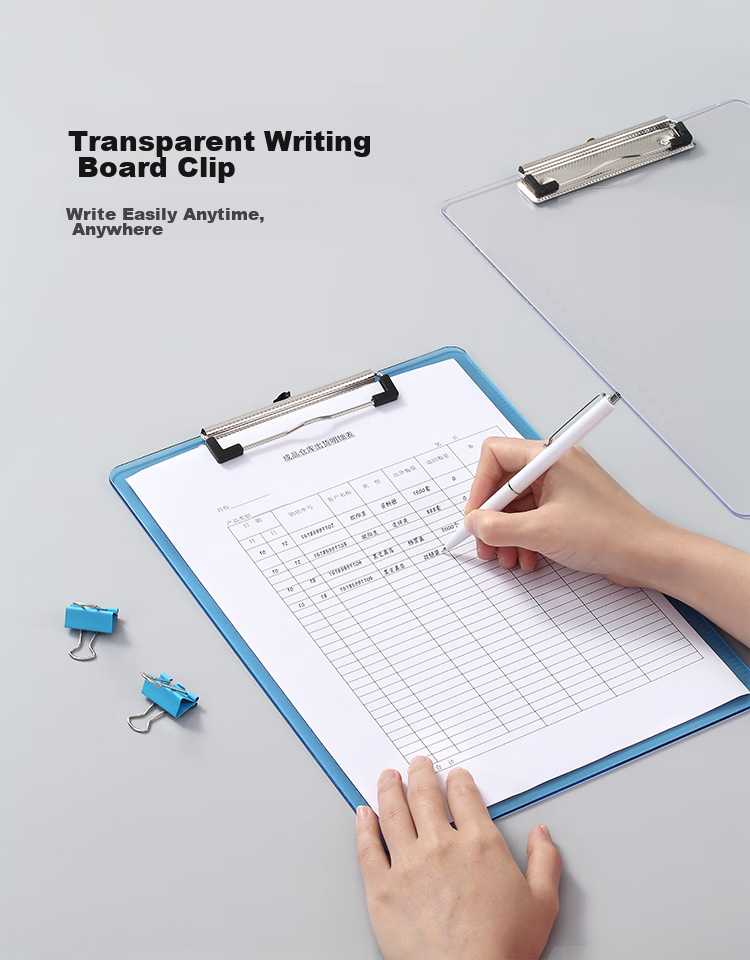 COMIX A4 Clipboard, Metal Strong Clip Plastic File Folder, Multifunctional Writing Pad, Simple Hard Conference Folder, Transparent White EA8002 1