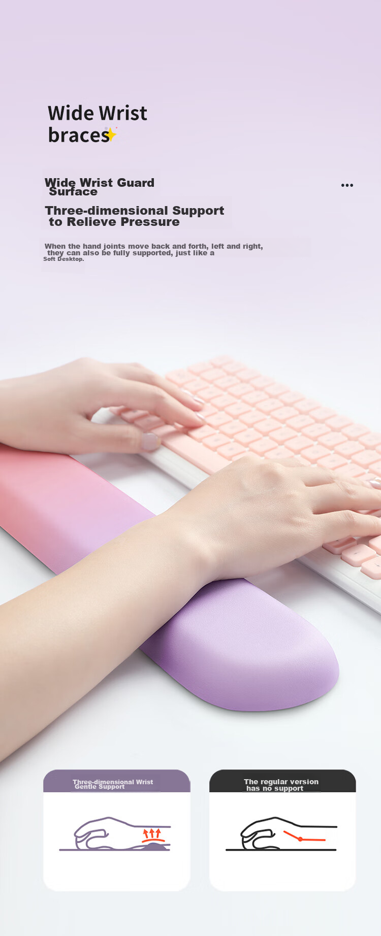 BUBM Wrist Rest Keyboard Hand Support Memory Foam Mouse Pad for Women, Mouse Hand Rest Wrist Support Gaming Pad Comfortable Cloth Surface Cute Non-Slip Textured Ergonomic Wrist Rest for Men Gray White Blue 4