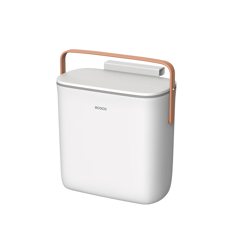 Ecoco Kitchen Trash Can 10L, No-Bend Wall-Mounted with Lid, Cabinet Hanging, Bathroom Garbage Bin E2236 Gray
