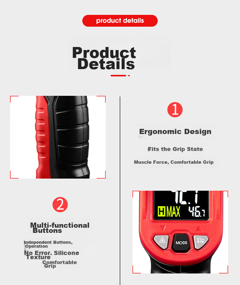 DELIXI ELECTRIC Temperature Gun, Industrial Infrared Thermometer, High-Precision Oil Thermometer, Kitchen Baking Water And Oil Temperature Gu 13