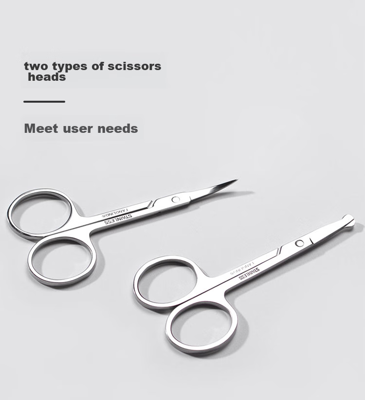 Meifuyu Stainless Steel Round-Tip Nose Hair Trimmer, Small Scissors for Men's Use, Manual Sideburn Trimmer (Thickened Version) MF8941 13
