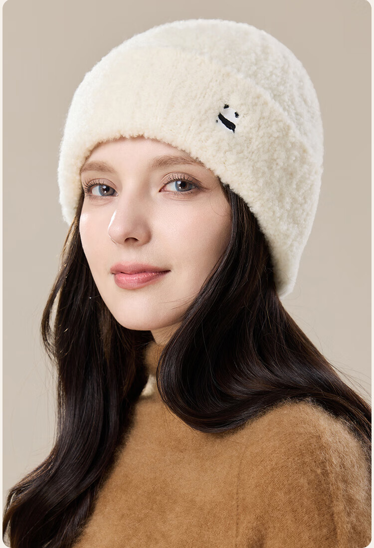 JIUMU Wool Warm Knit Hat, Autumn And Winter Knitted Cap, Cold Hat, Winter Hat, Outdoor Ear Protection Cold Hat for Women in Winter 12