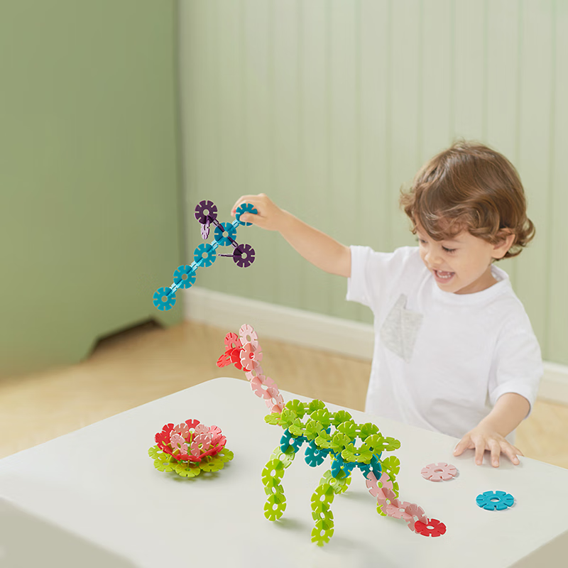 Babycare Children's Snowflake Building Blocks Toy, Large Thick Interlocking Blocks for Toddlers 1-6 Years Old, Baby Building Toy with 400 Pieces