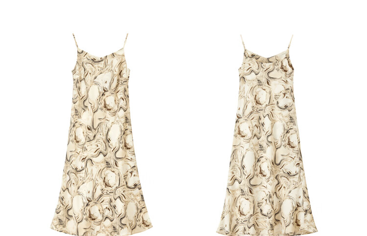 Sentubila Spring And Autumn French Floral Print Spaghetti Strap Dress Elegant Goddess Style Sexy Slimming Dress Apricot Base Floral Pattern Size S 21