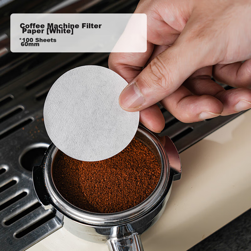 YIJUKE [100 Pieces] 60mm Moka Pot Filter Paper No. 6 Italian Coffee Maker Handle Powder Bowl Round Filter Paper