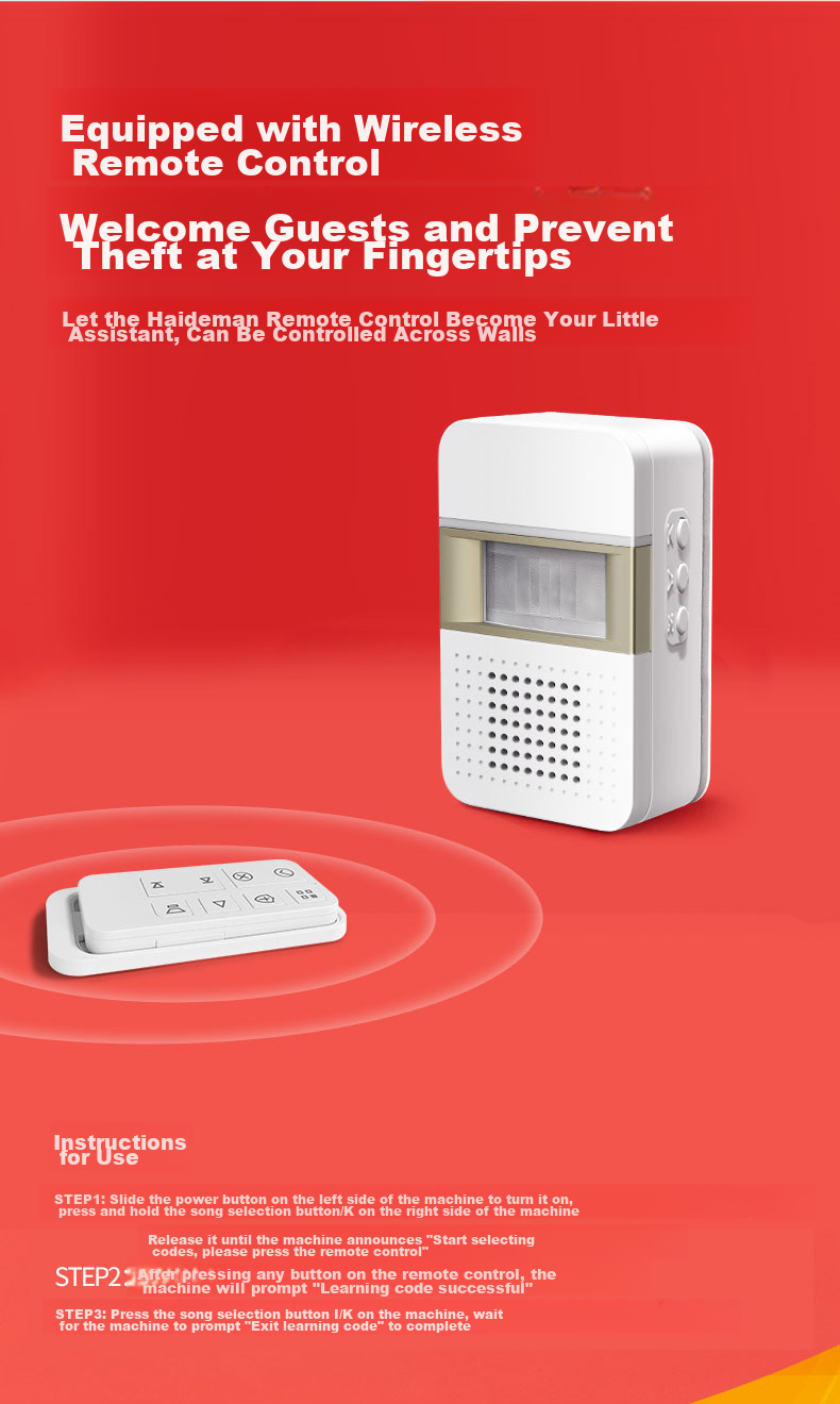 Advent 005RLU-GLD, Infrared Sensor Doorbell, Rechargeable, Shop Entrance Reminder, Welcome Sign, Reception Device 6