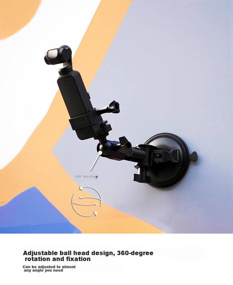 MAXCAM Compatible with DJI OSMO POCKET 2, 1 Pocket Camera Car Suction Cup Glass Mount, Car Phone Holder Accessory for Vehicle Photography 4