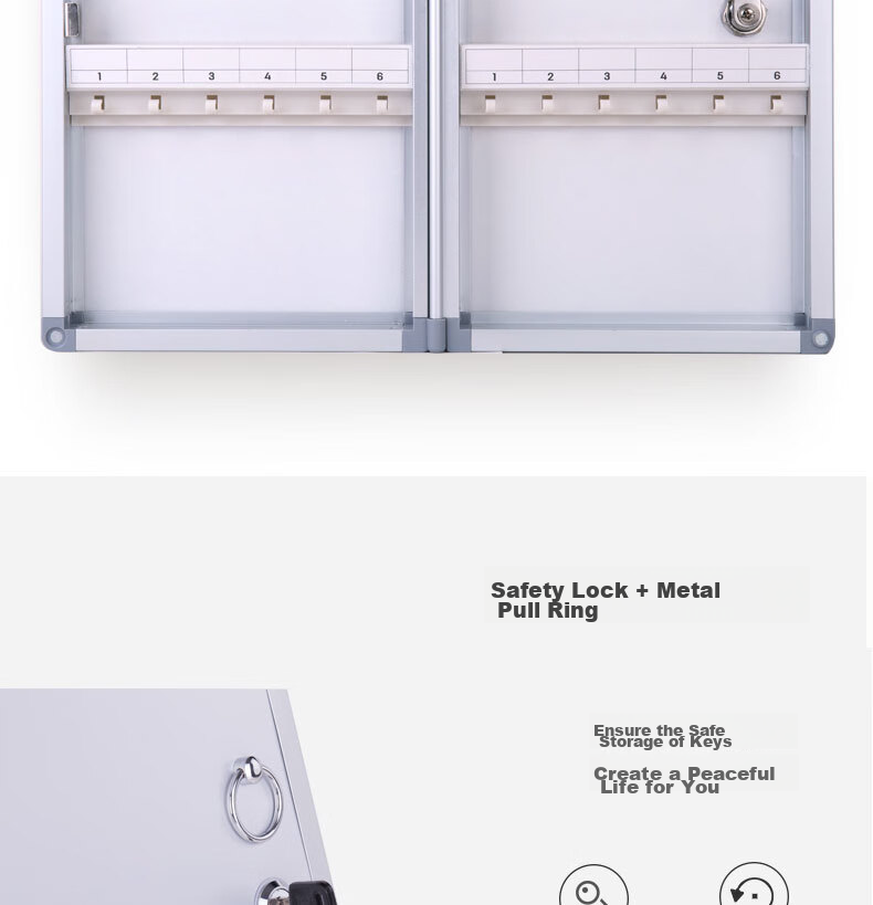 Deli 24-Slot Aluminum Alloy Key Management Box, Lockable Key Organizer Storage Cabinet/Key Box/Emergency Key Cabinet Wall-Mounted/With Key Tags, Silver 5