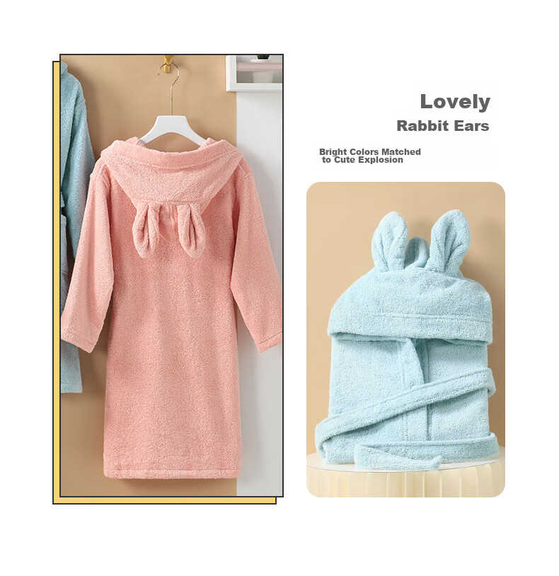 Xinya Cotton Hooded Children's Bathrobe, Cartoon Children's Pajama Robe, Bathing And Swimming Loungewear, Girls' Bathrobe, Size L 6