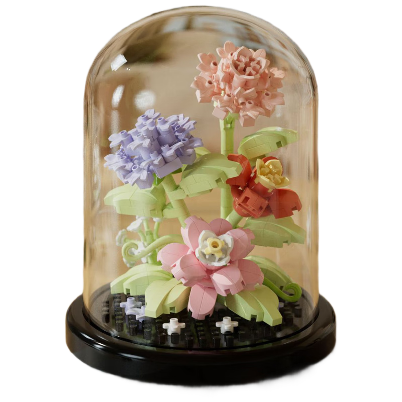 Bailishuang Building Blocks, Small Particle Construction Toys, Preserved Flower Arrangement, Women's Day Gift, Spring Flowers in Full Bloom