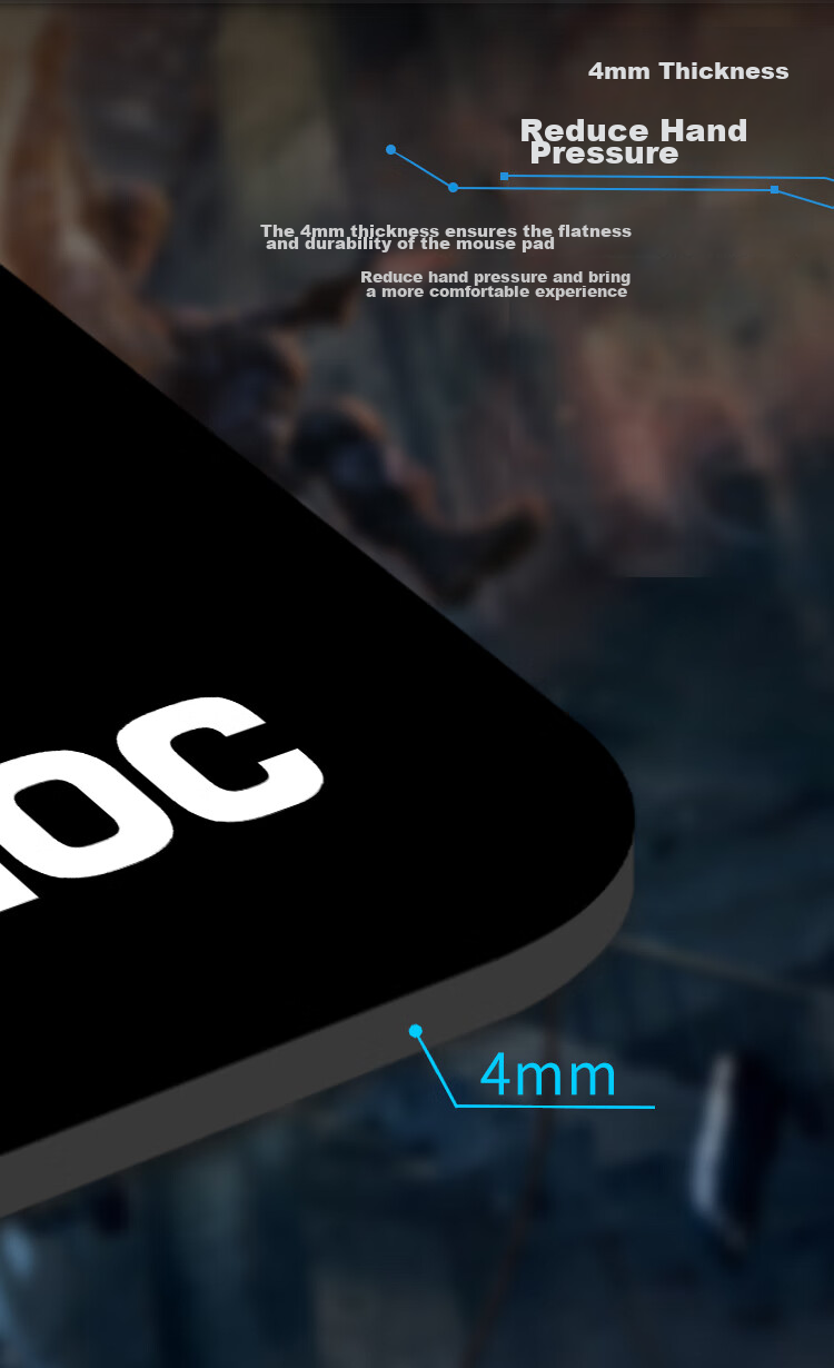 AOC Full-Property Series Gaming Mouse Pad, Small Size 300*250*4mm, Thickened with Locked Edges, Office Keyboard Computer Desk Pad, M112/93, Eternal Black 5