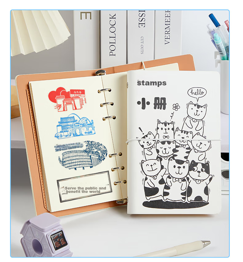 Jiaranheng Travel Stamp Collection Notebook, Blank Pages A6, Stamp Collection Book, Loose-Leaf Notebook, Beijing Palace Museum Tourist Spot Journal, Souvenir, Red 12